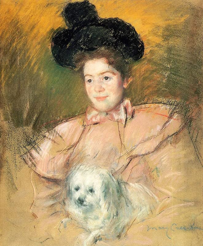 Impression sur toile Mary Cassatt décoration salon élégante avec femme au costume de framboise