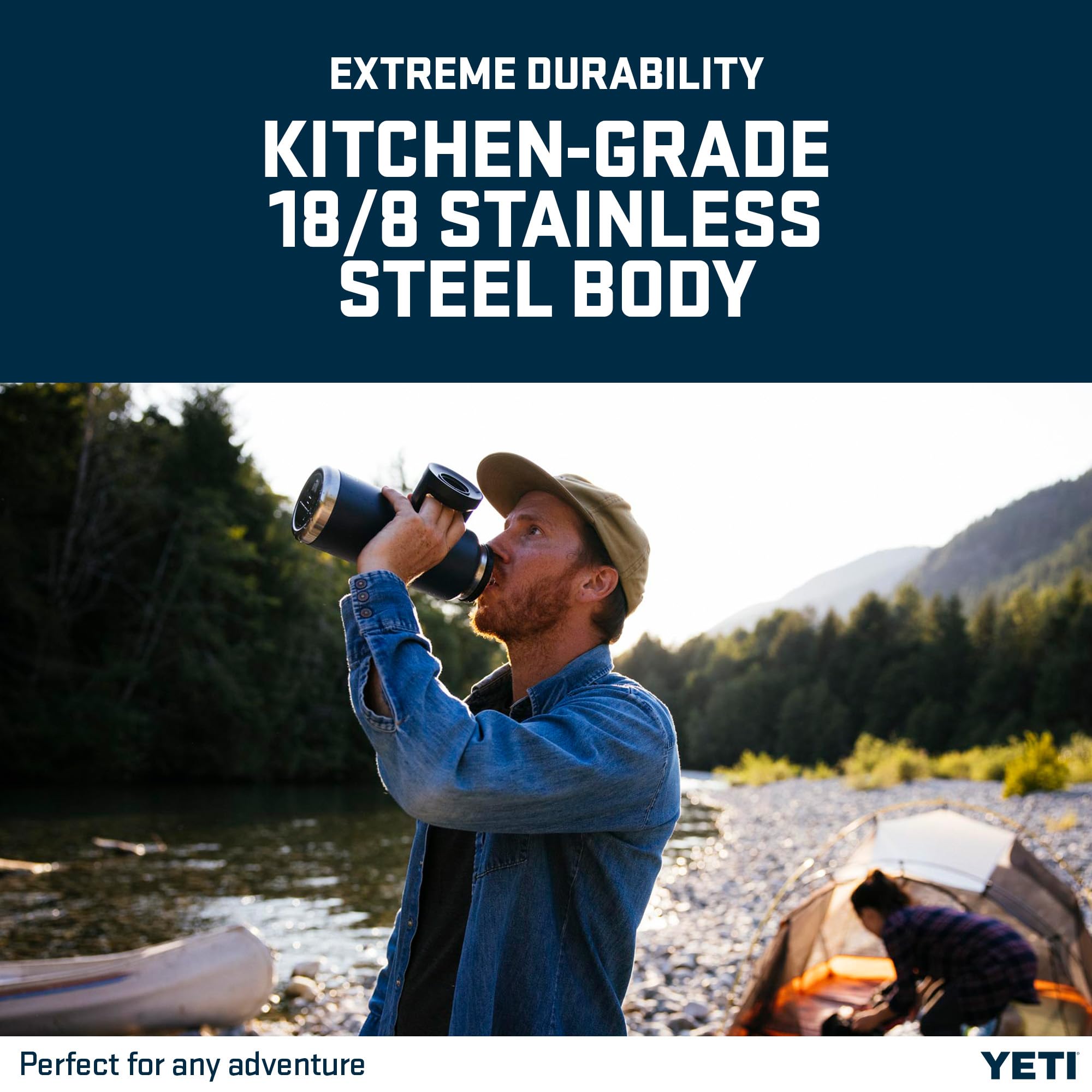 YETI Rambler Butelka Chug, izolowana próżniowo butelka ze stali nierdzewnej z nakrętką, biała, 1065 ml