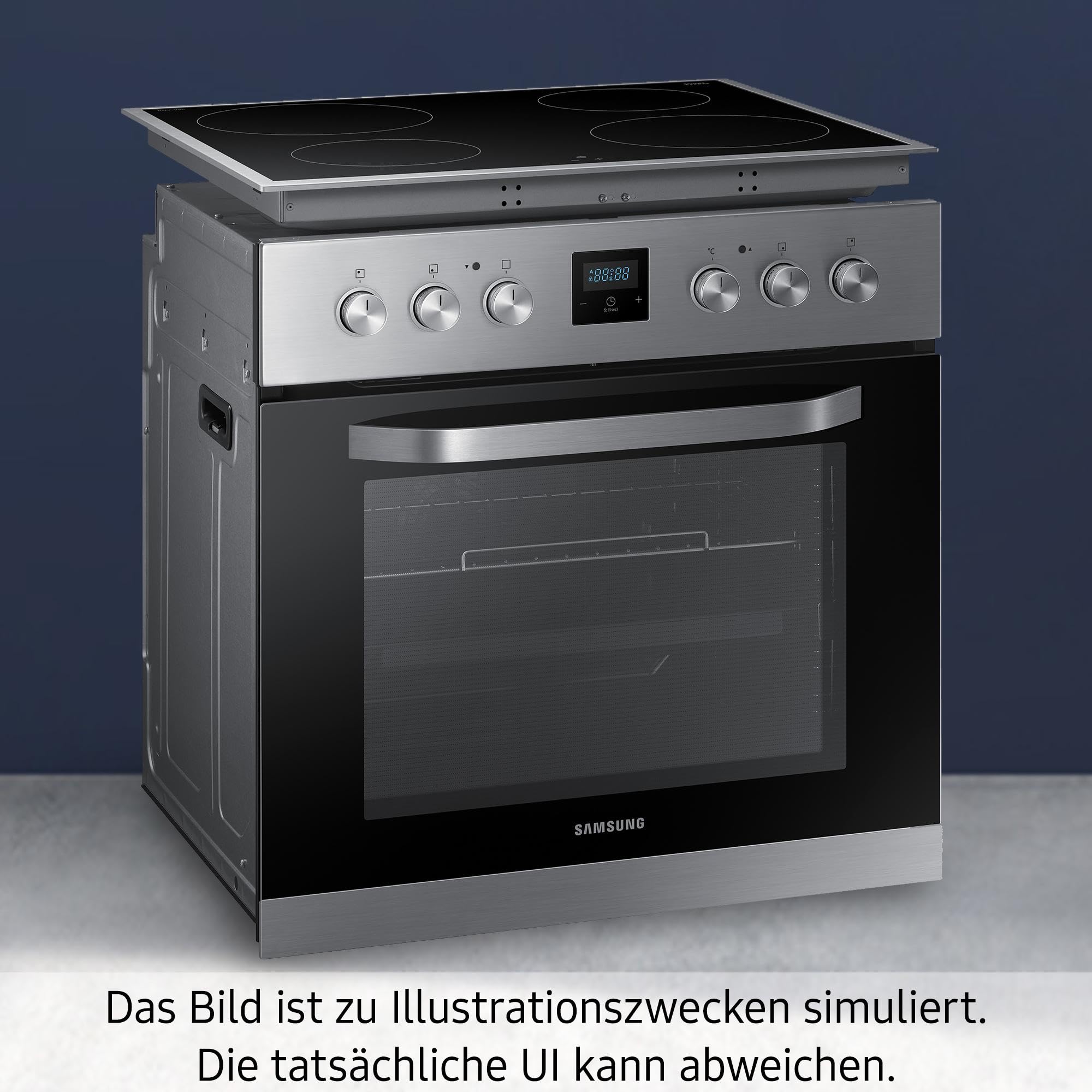 Samsung Herdset F-NB69R3301RS Ceranfeld Einbaubackofen 69ℓ versenkbare Knebel Glaskeramik Kochfläche