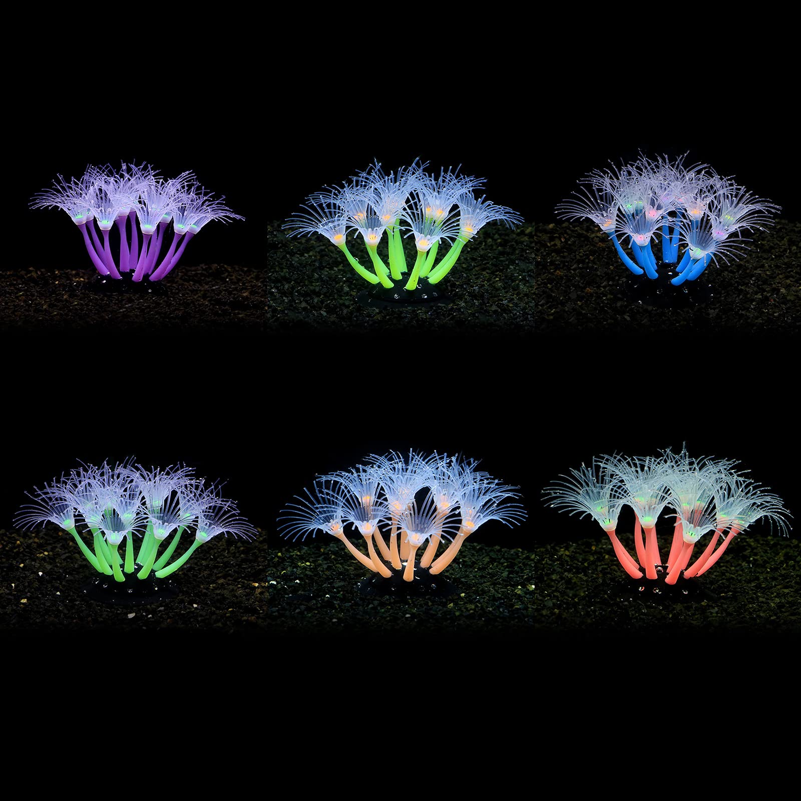 Corail artificiel lumineux en silicone pour aquarium, terrarium phosphorescent, faux corail ornement plante