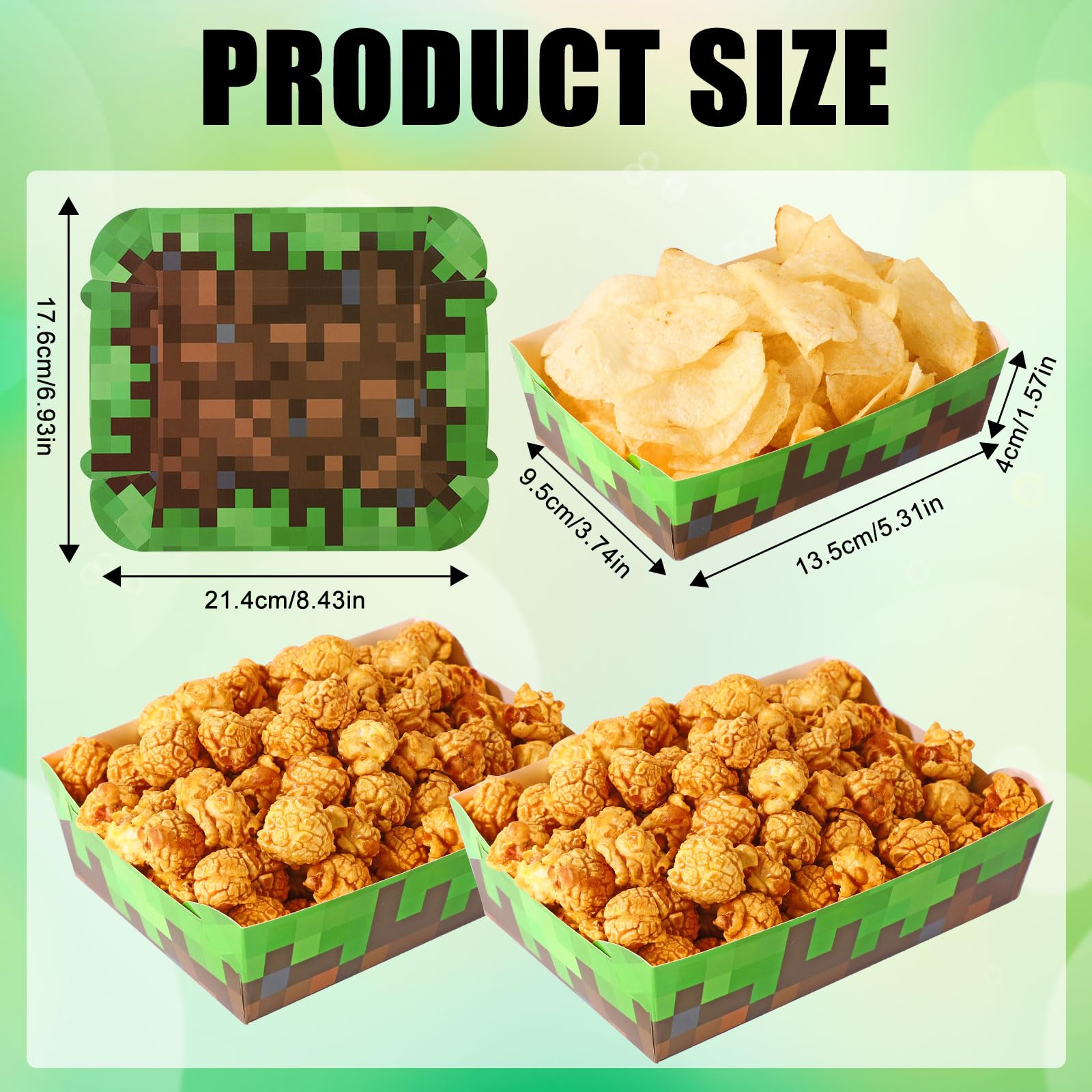 BOXOB Lot de 36 Plateaux Repas en Papier, Imperméables et Ingraissables pour Anniversaires et Fêtes sur Le Thème des Jeux Vidéo (Vert, Marron)