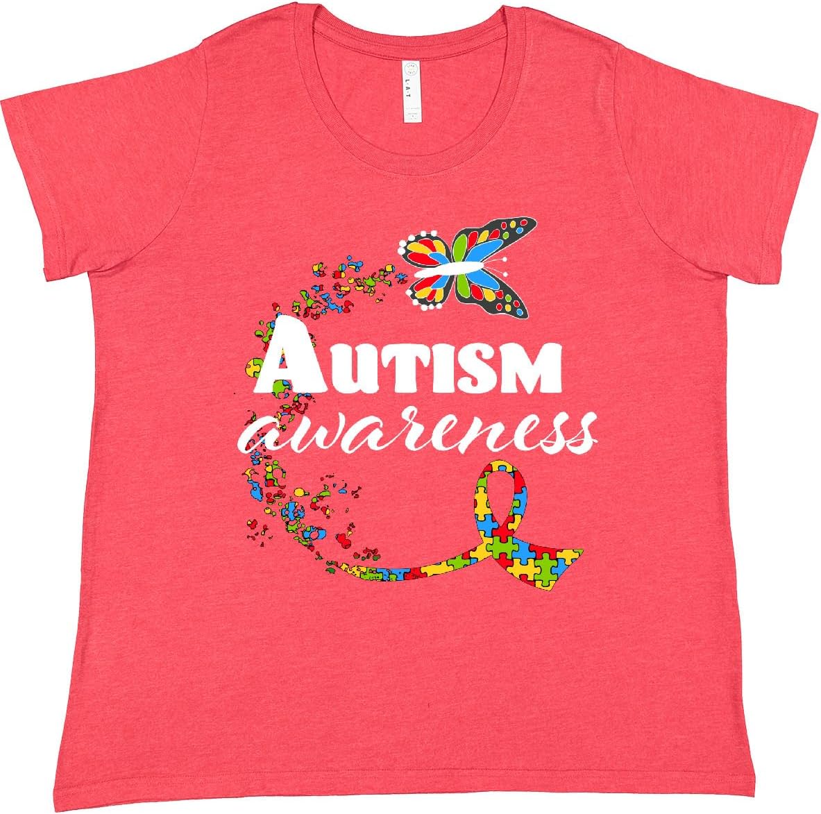 inktastic Autism Awareness Butterfly Ribbon Women's Plus Size T-Shirt