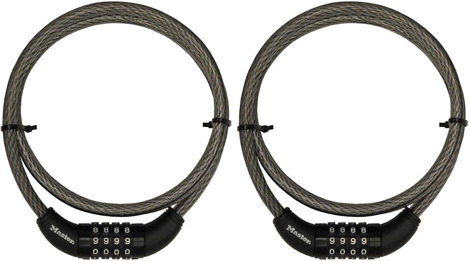 LOCK Master Bike Cable with Combination Barrel, 5 Feet Long (Pack of 2) with Protective Vinyl Coating That Protects Against Scratches