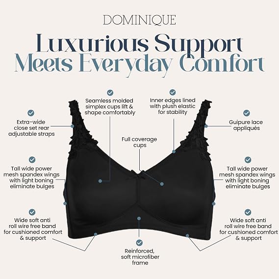 Dominique Jillian Full Figure Wire Free Minimizer Bra, Lingerie for Women