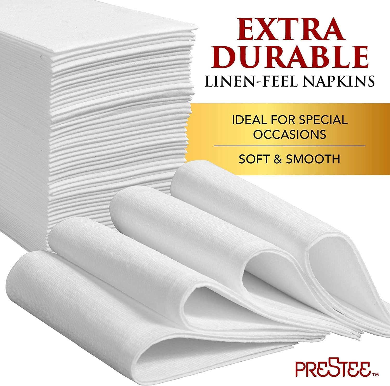 50 Linen Feel Disposable Bathroom Napkins - White | Disposable Guest Towels | Wedding Napkins | Paper Napkins | Disposable Paper Hand Towels for Guest Bathroom, Parties, Weddings, Dinners Or Events : Health & Household