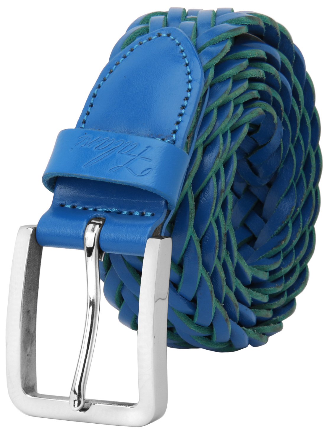 Falari Cinturón trenzado para hombre, 100 % piel auténtica, hebilla de acero inoxidable, 35 mm