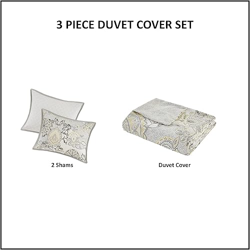 Miniatura 7 de Madison Park Isla - Juego de edredón reversible de algodón, diseño casual de medallón floral a damasco, funda de edredón para todas las estaciones