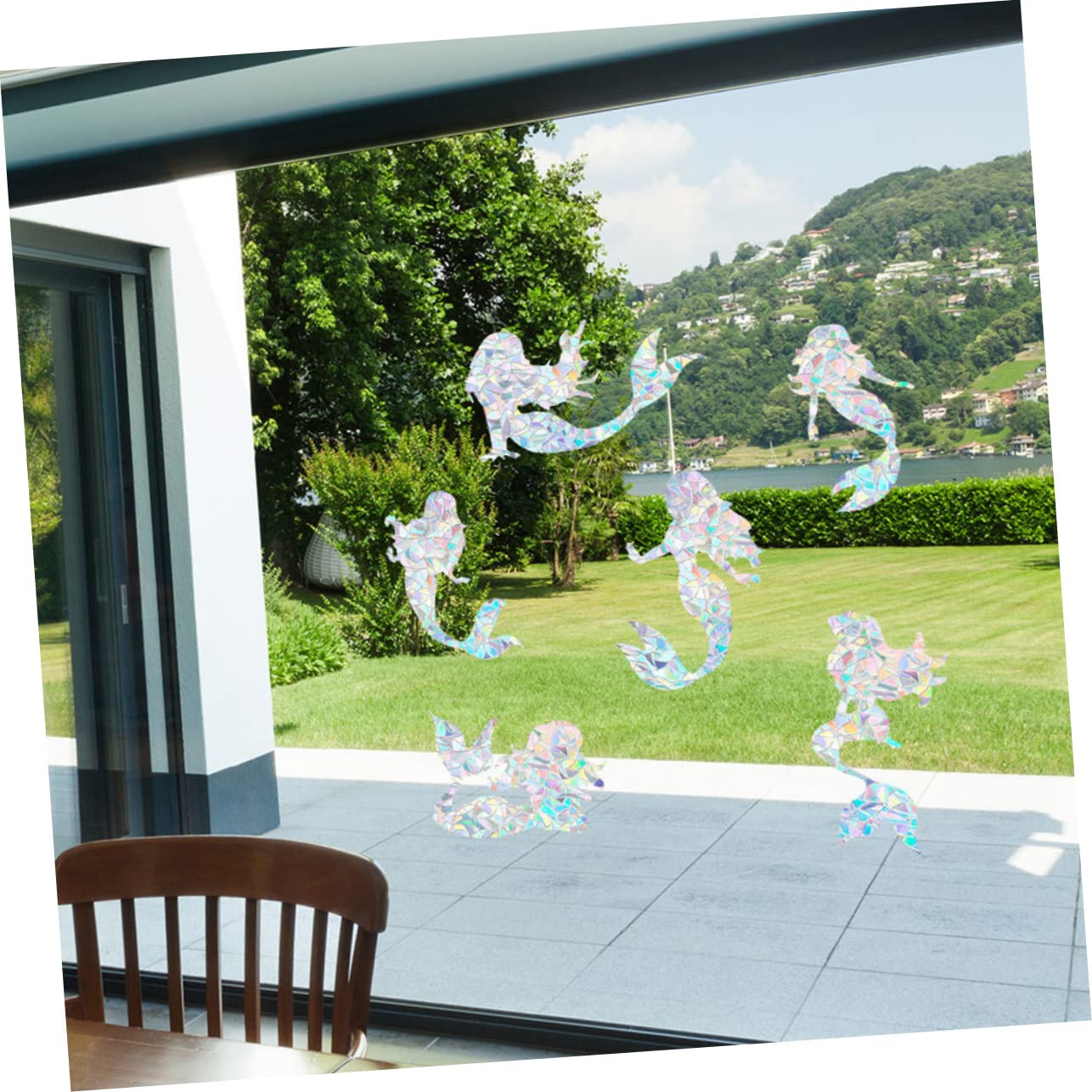 Alipis 5 Set Adesivo Per Finestra Con Sirena Decorazione Natale Decorazione Natalizia Donna All'aperto Adesivi Porte Interne Ornamento Di Scena Interna Squisito Vetrofania Pvc 6 Pezzi*5