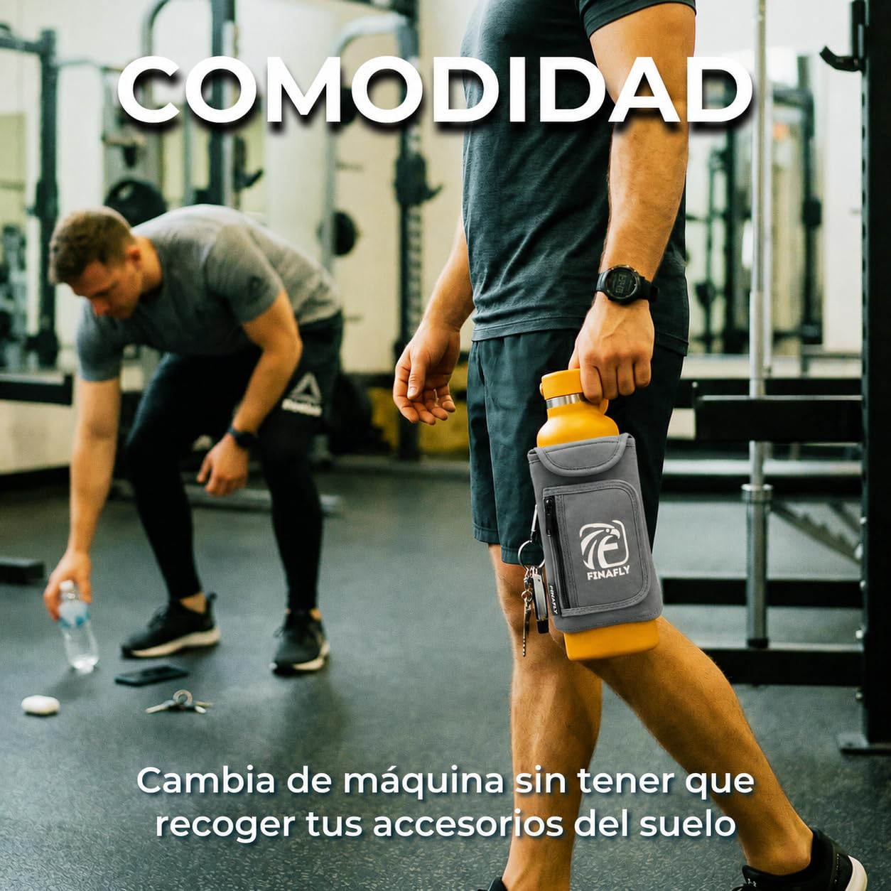 Bolsa Magnética Gym Gris – Organizador Magnético para Botella, Móvil, Llaves y Auriculares – Mochila Imantada Gimnasio con Imán Reforzado y Caja Regalo para Hombre y Mujer