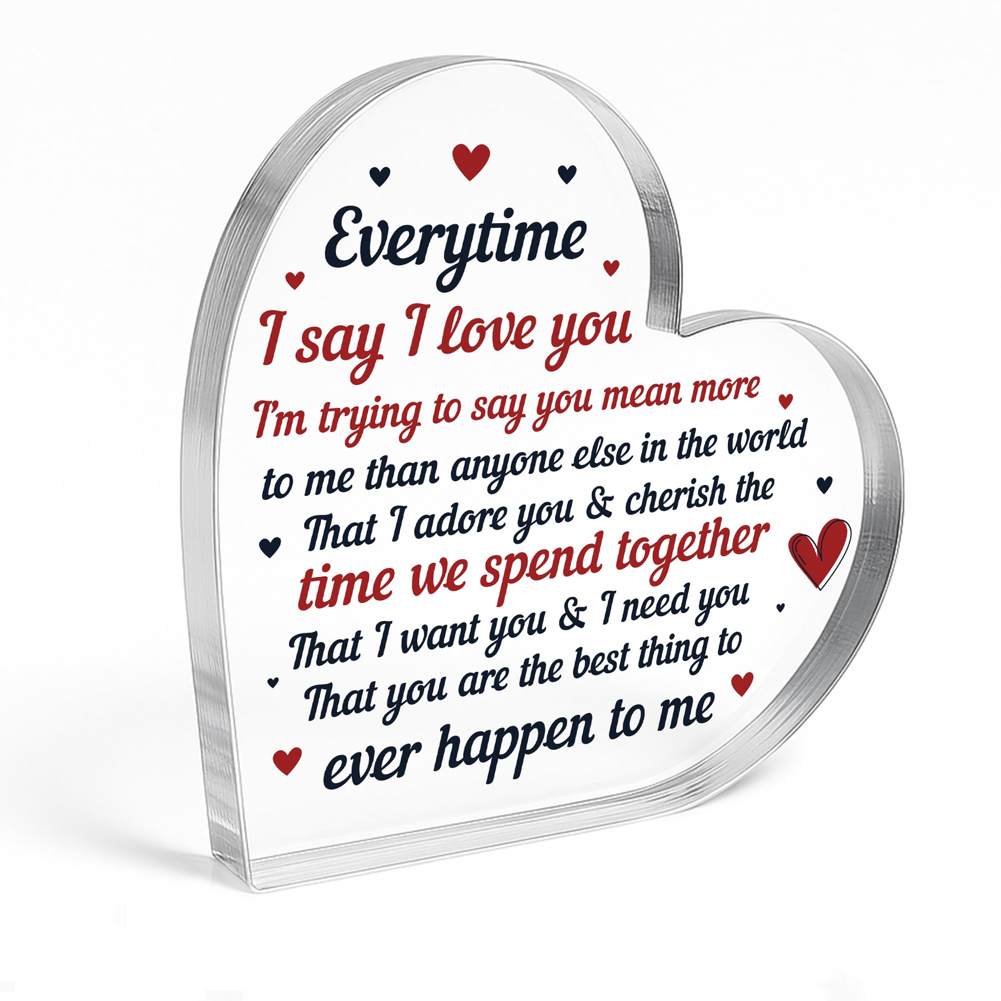 Perfect Valentines Gift For Him Her Freestanding Acrylic Heart Gift For Anniversary For Boyfriend Girlfriend Husband Wife Partner Romantic Present For Couple (Everytime Red)