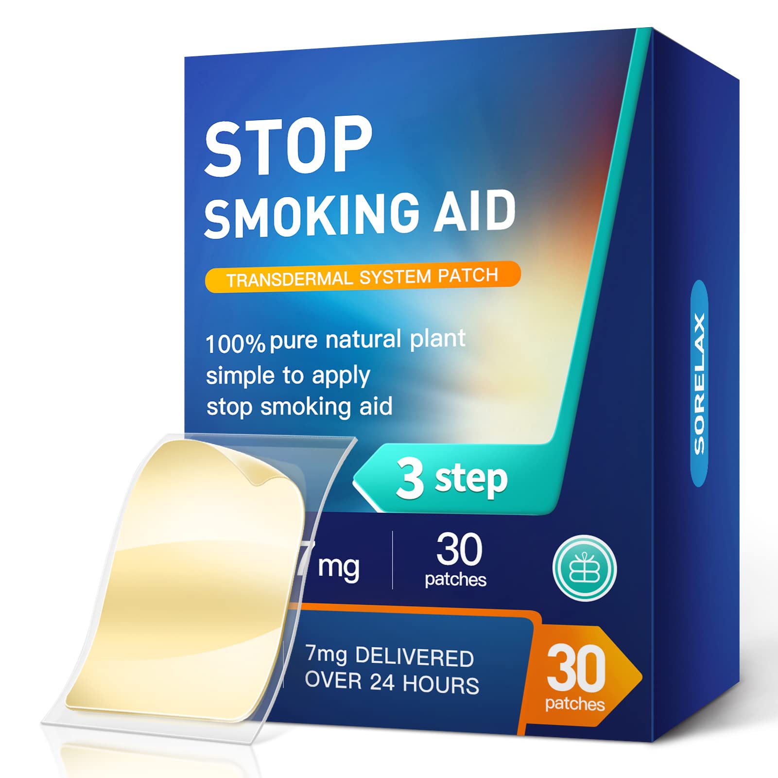 【30 Patches】 Smoking Aid Stop Smoking Patch Step 3, Easy and Effective Anti-Smoking Stickers - Best Product to Quit Smoking (Stop Smoking Step 3 [7 mg