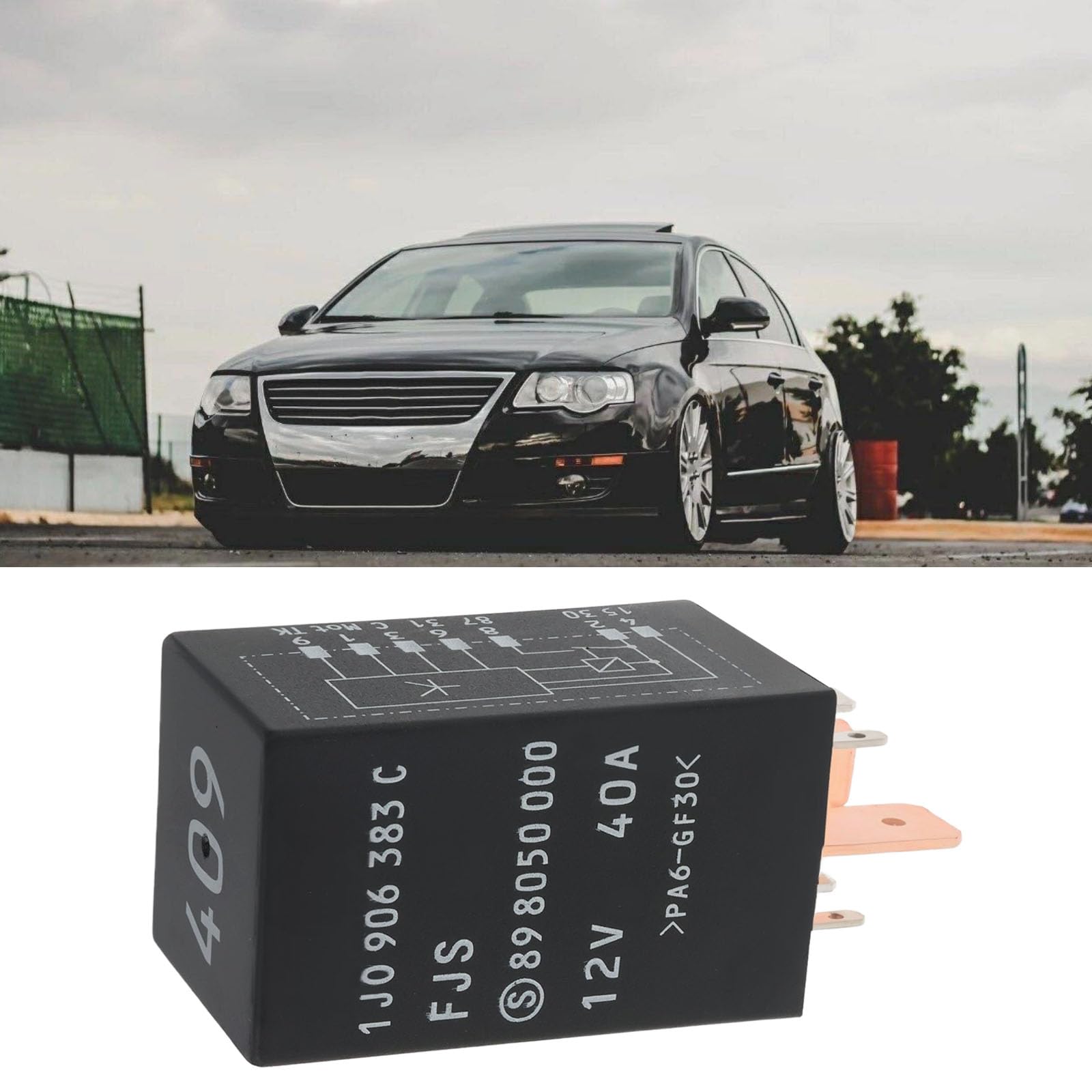 EMSea Przekaźnik pompy paliwa 7-pinowy, zamiennik 1J0906383B 1J0906383C 1J0906383, 12 V, 40 A, kompatybilny z Audi TT, kompatybilny z VW BORA