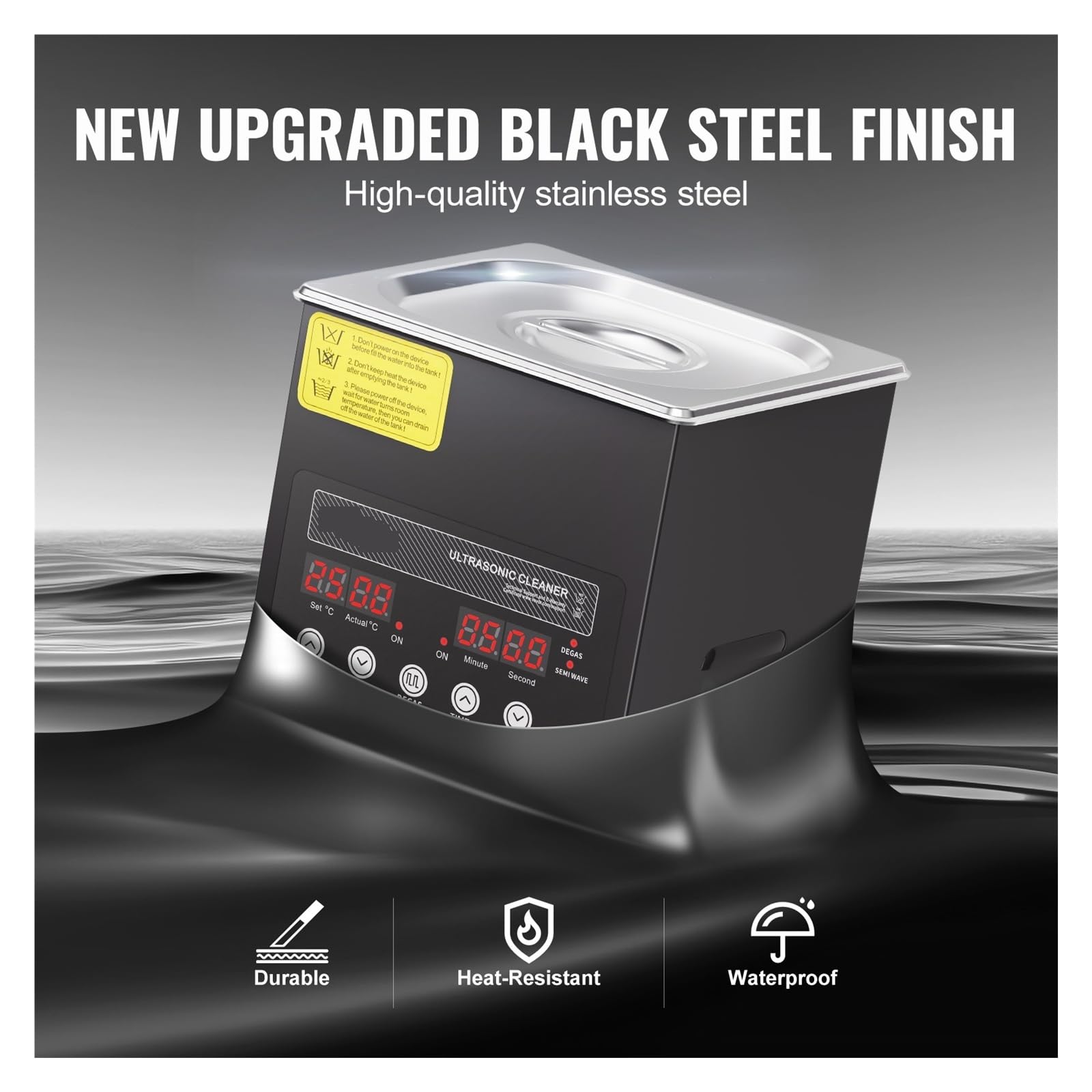 limpiador ultrasónico, Limpiador ultrasónico digital de 2 l con temporizador y calentador, 60 W, 40 kHz