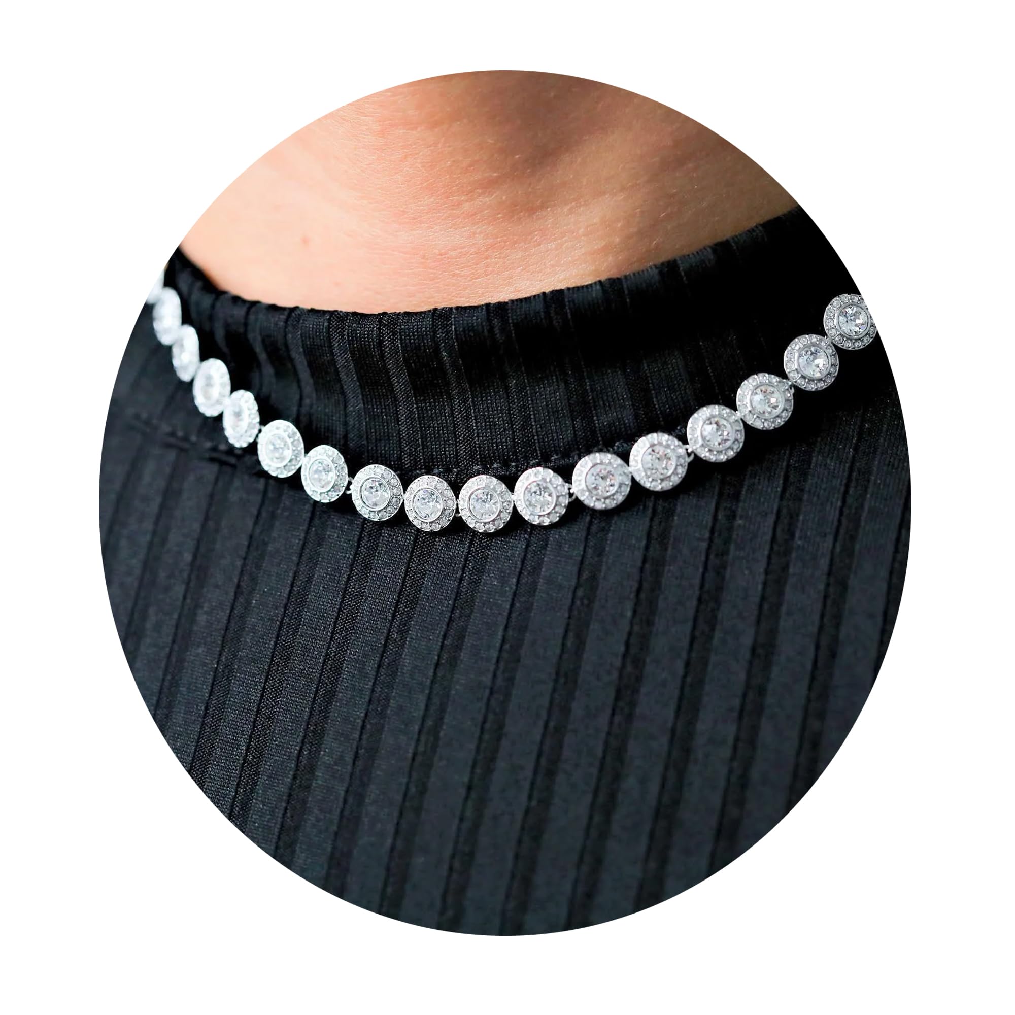 Collana angelica - Collane di cristallo in oro 18 carati, collana delicata di gioielli in oro, cristallo trasparente per donne, matrimonio, festa, matrimonio, San Valentino