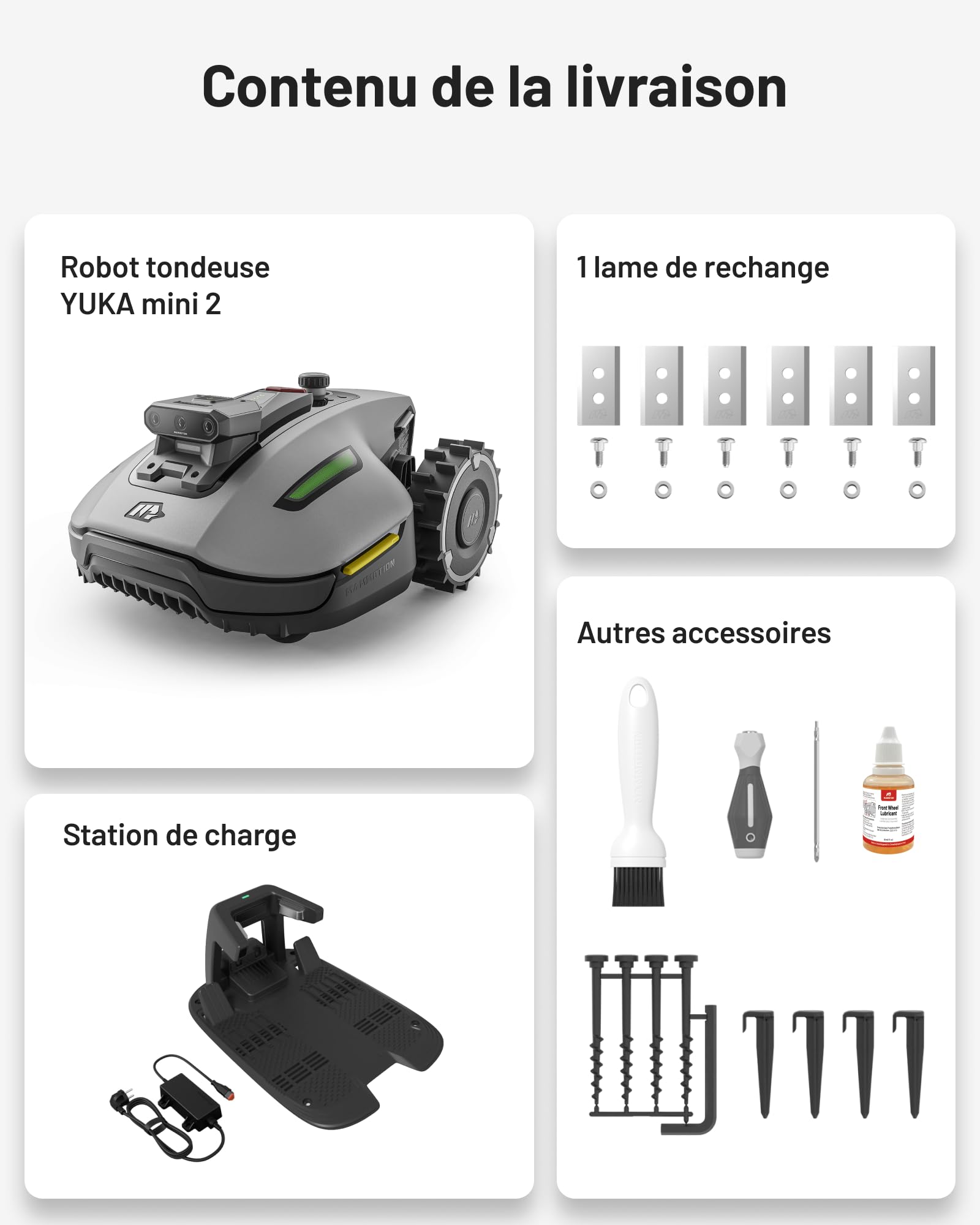 MAMMOTION YUKA Mini 2 500 Robot Tondeuse, jusqu'à 500m²