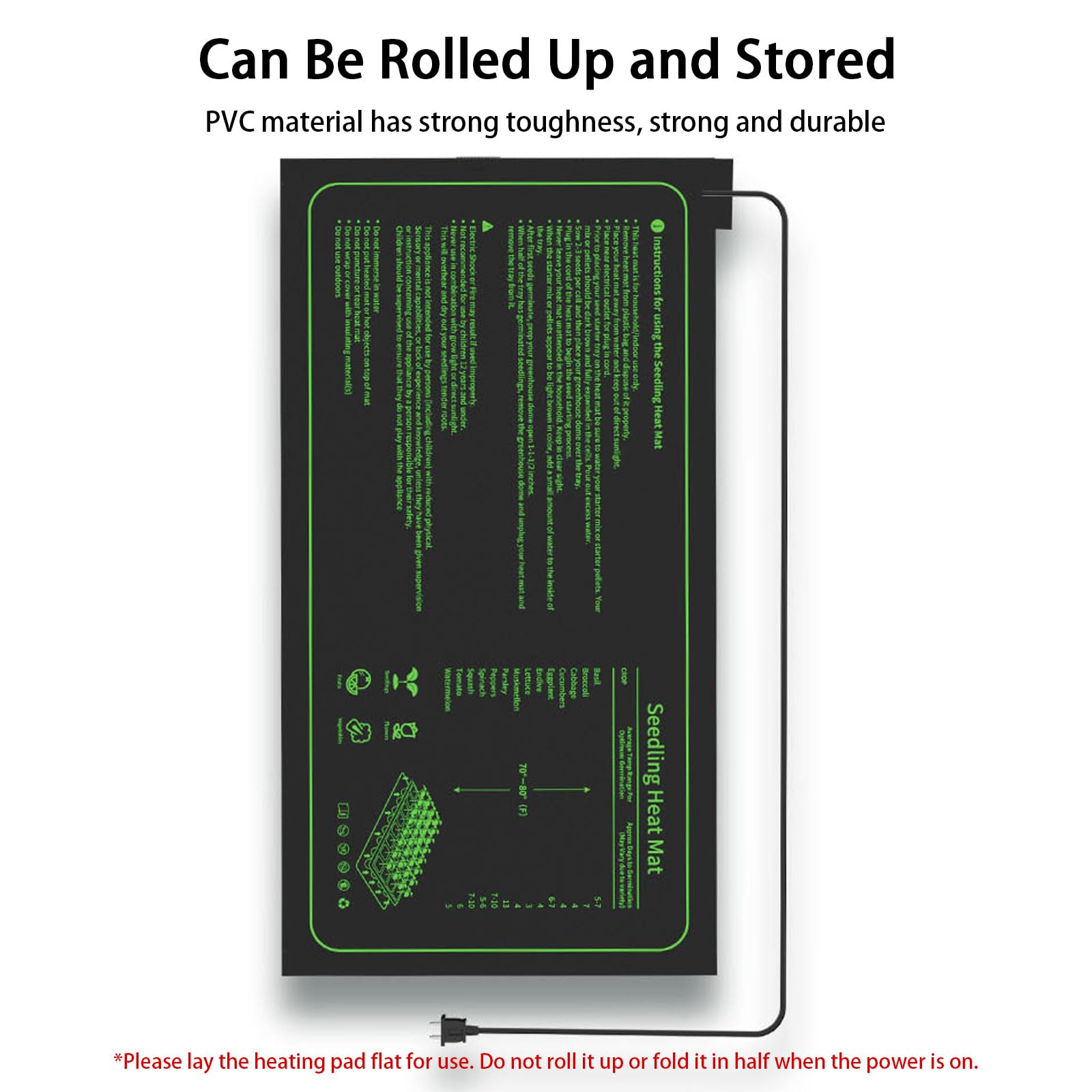 Heizmattenanlagen, IPX7 wasserdichtes Hydroponikheizungspad mit Stromversorgungsschutz, Treibhaushause-Wärmematte, maximale Heiztemperatur 55 ° C, für Samenstartkeimstartkeimung M