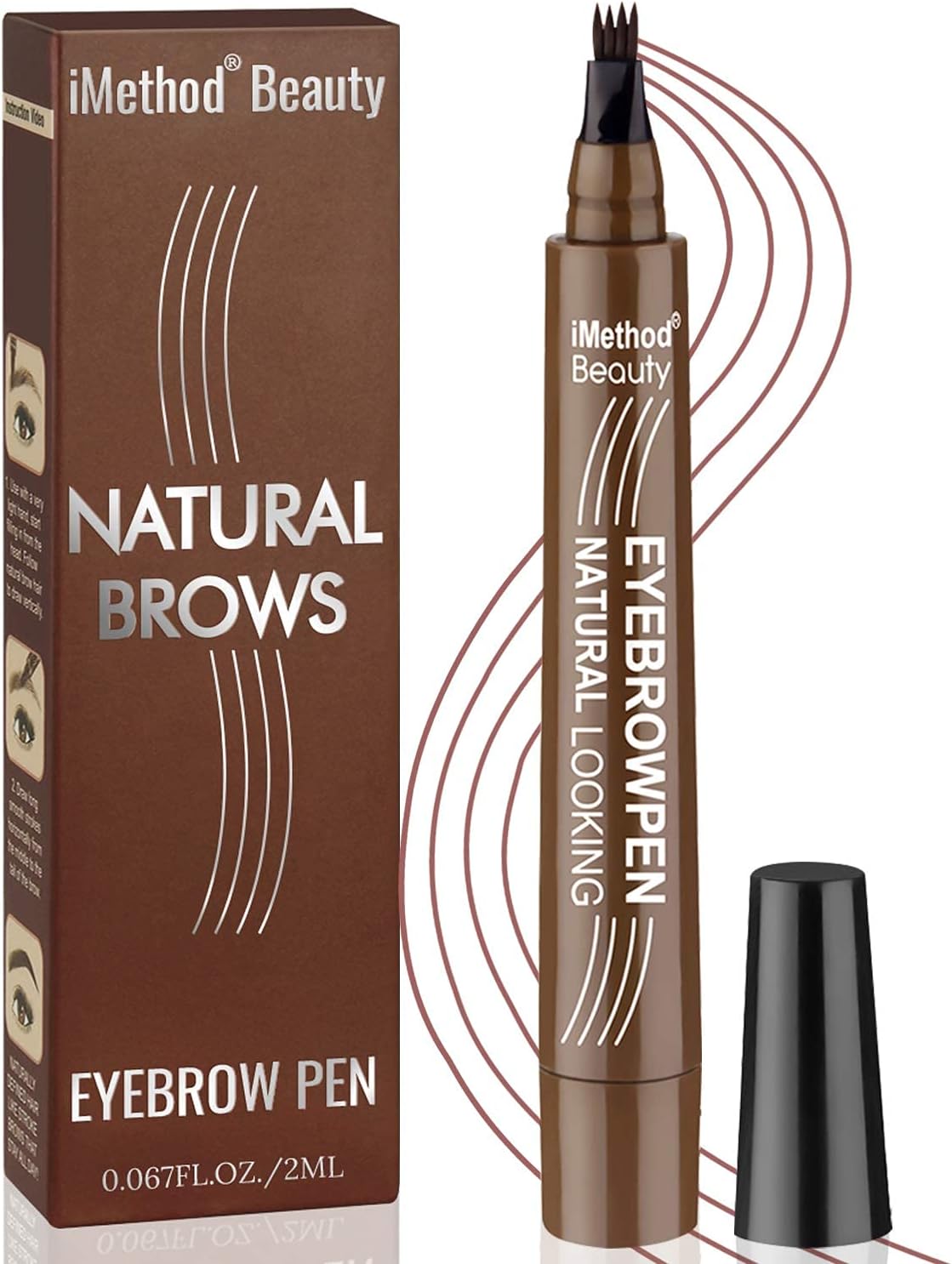 iMethod Eyebrow Pen - Upgrade Eyebrow TattooPen, Eyebrow Makeup, Long Lasting, Waterproof and Smudge-proof, Black Brown