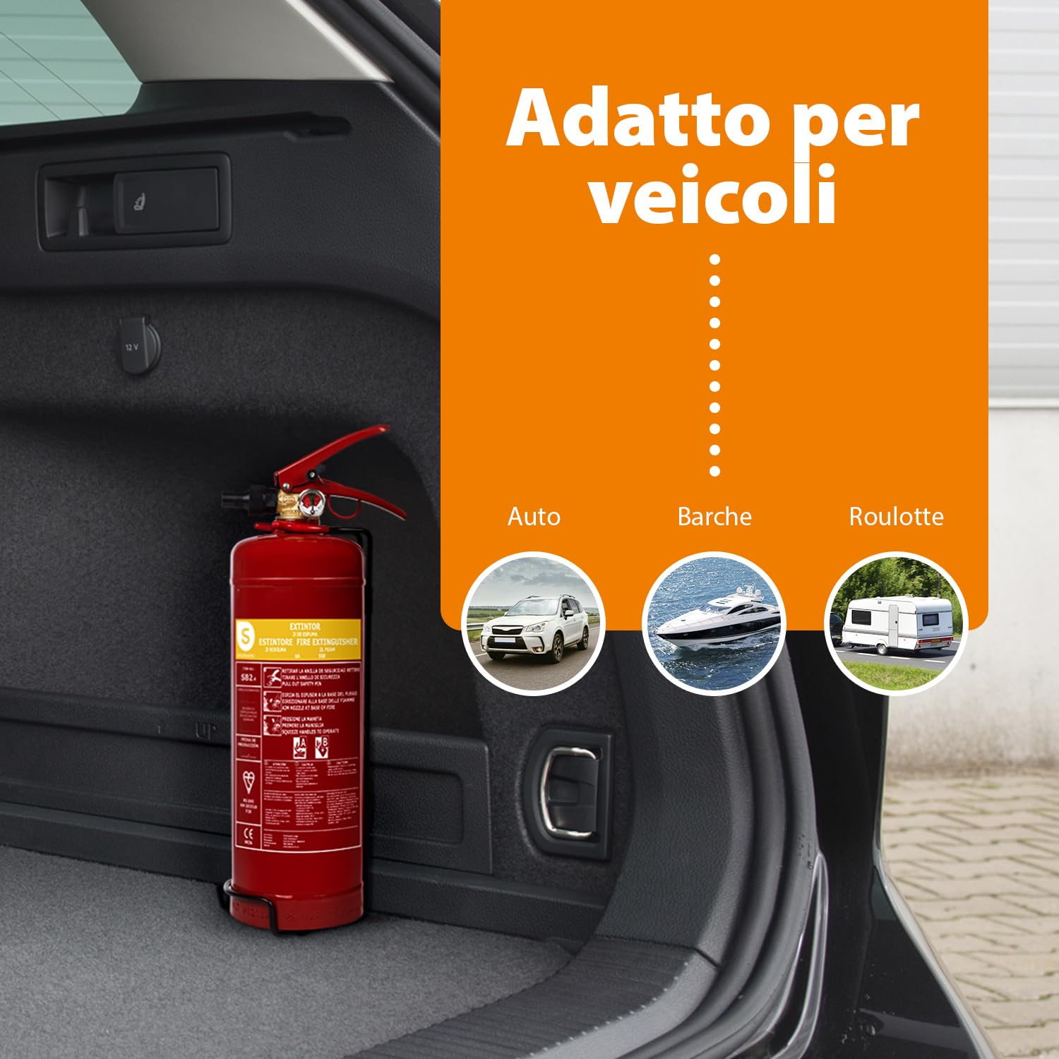 Smartwares Estintore a Schiuma - 2 Litri - AB - Incluso Supporto, Certificato BSI - FEX-15222, rosso