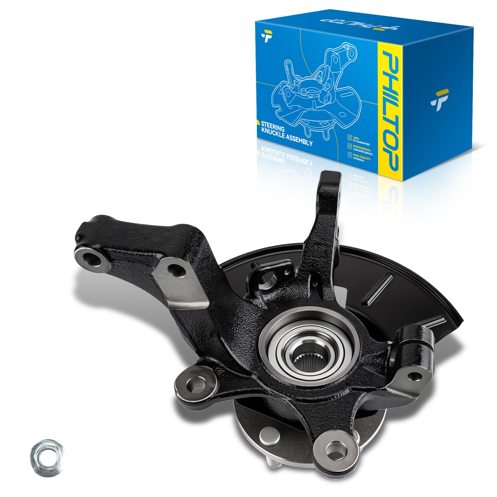 PHILTOP 1PC Front Steering Knuckle &amp; Wheel Bearing Hub Assembly Compatible with Mercury Mariner 2005-2006, Right Passenger Side Replaces 698-404