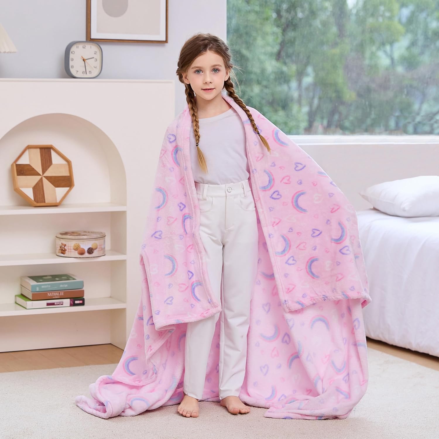 Viviland Kids Rainbow Print Blanket, Warm Lightweight Plush Throw for Boys & Girls, 50" x 60" - Image 7