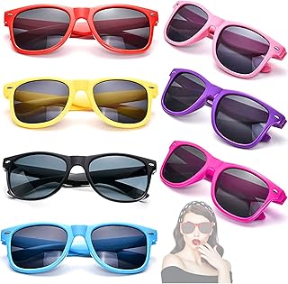 7 Stücke Vintage Sonnenbrille Set, Neon Sonnenbrille, Lustige Brillen Party, Sonnenbrille Bunt für Damen Herren und Kinde...
