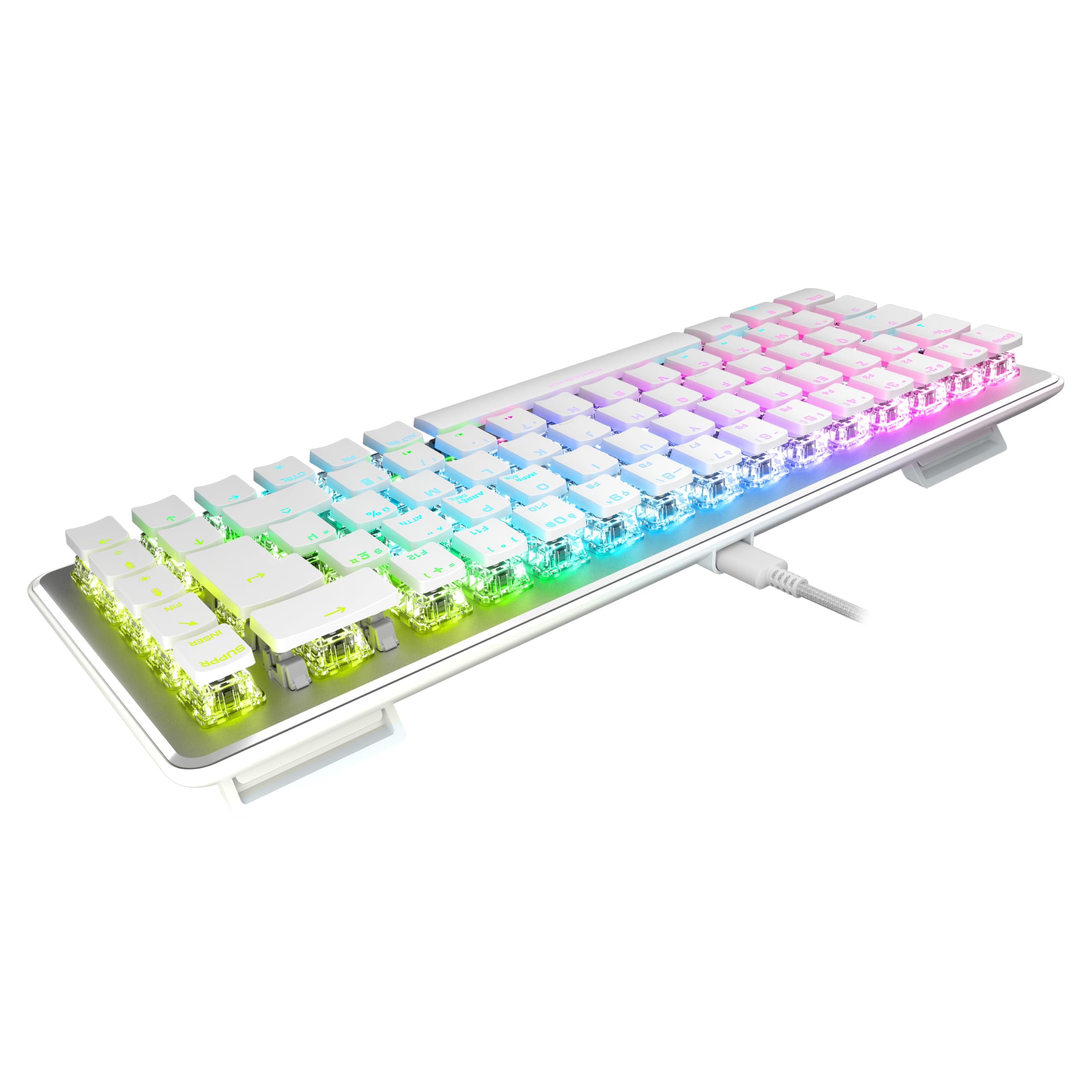 Turtle Beach Vulcan II Mini – Clavier Gaming Optique 65% avec éclairage RGB Personnalisable, Technologie de Duplication de Boutons, Plaque en Aluminium - Blanc