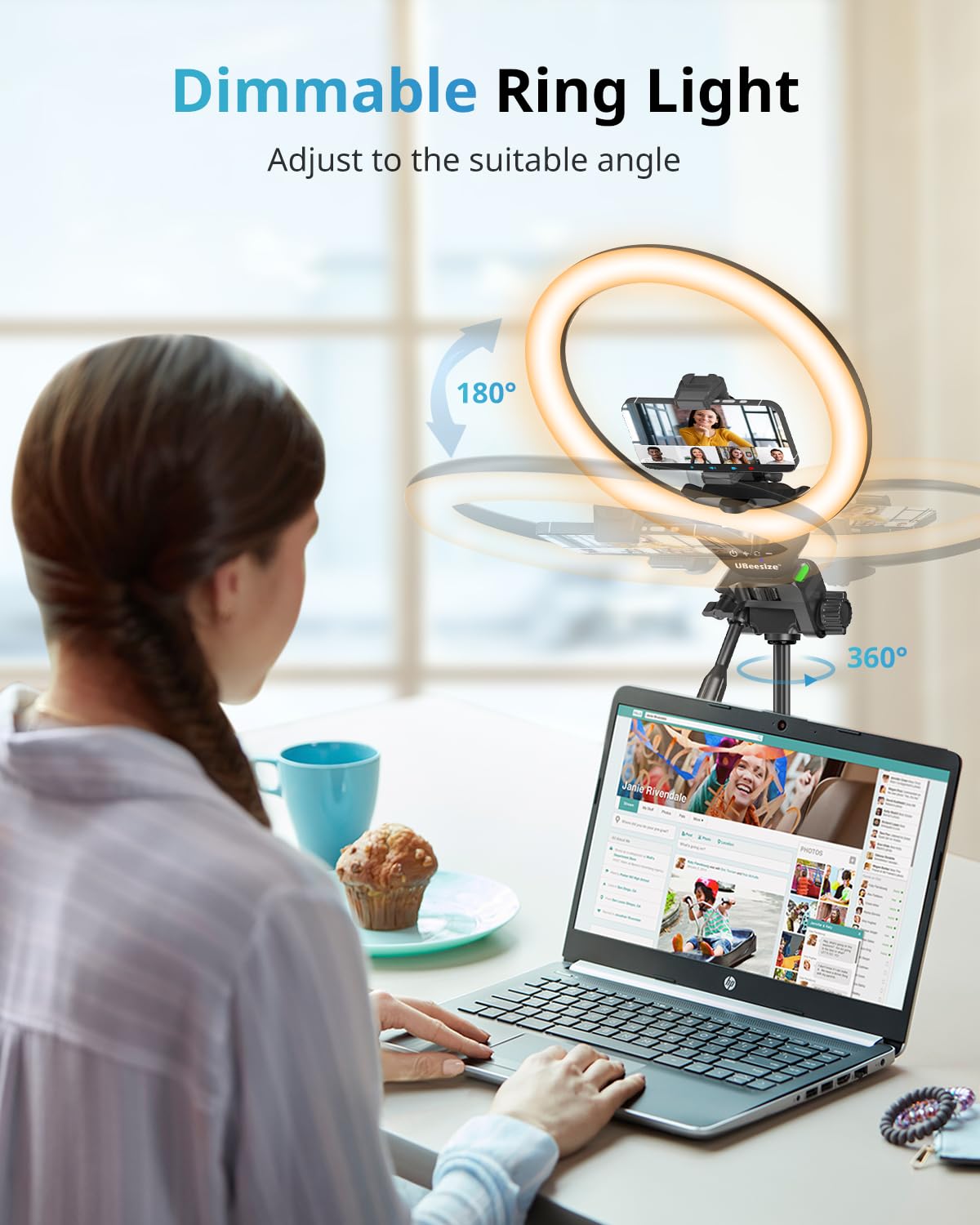 UBeesize 12'' Selfie Ring Light with 62’’ Tripod Stand for Video Recording, Live Streaming(YouTube, Instagram, TIK Tok), Compatible with Phones, Cameras and Webcams: 12in-RGB Black