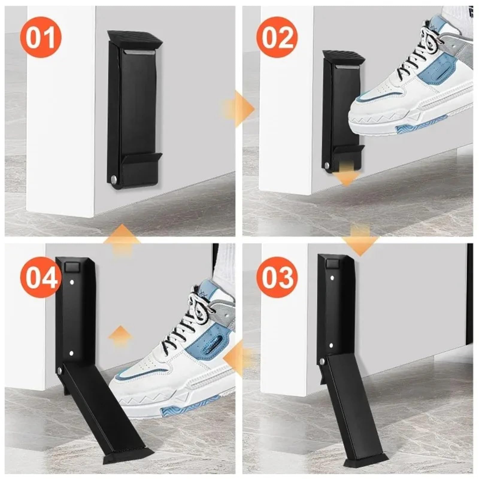Tope Puerta Tope de puerta seguridad acero plegable resistente | Con empuñadura de goma for bloqueador de puerta de metal for el hogar(Black)