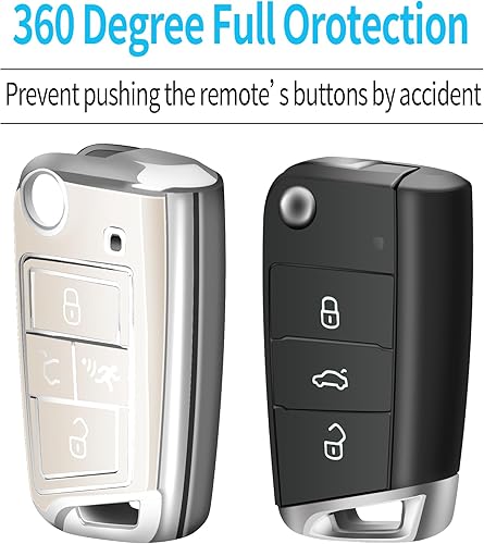 Miniatura 4 de Tukellen Funda para llavero Volkswagen, funda de TPU suave de alta calidad con protección completa para llavero VW Arteon Atlas Golf Jetta Passat