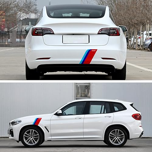 Miniatura 6 de QianBao Adhesivos de vinilo para guardabarros de automóvil, protección lateral, diseño de rayas deportivas, universales, resistentes a los arañazos,