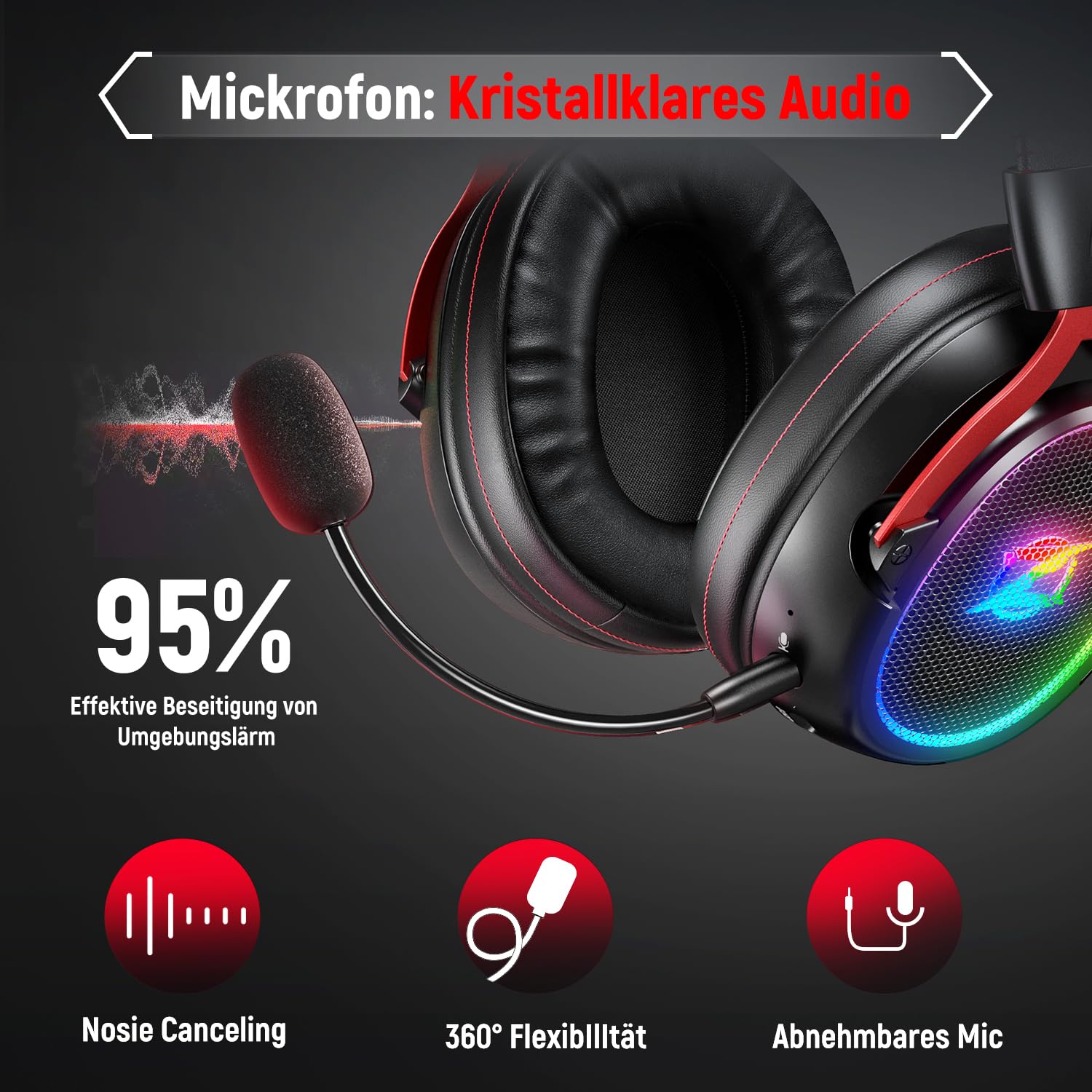 CUFFIE DA GAMING GENESIS 7.1 USB NEON 764 RGB NERO | Leroy Merlin