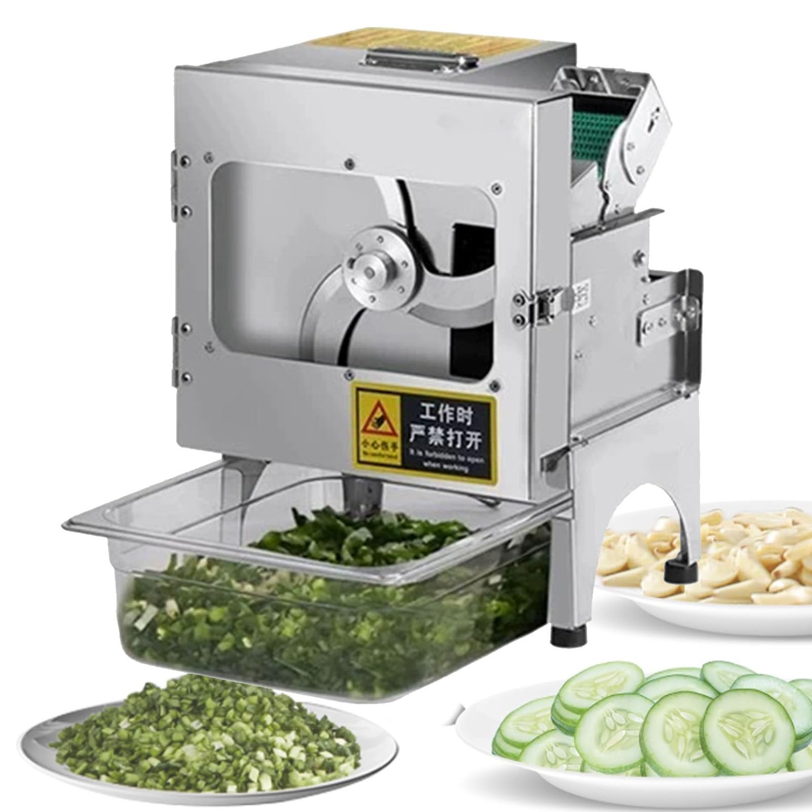 SENJINGHUA Electric Scallion Shredder, Green Onion Celery Parsley Cutter Chopper Cabbage Chilli Pepper Shredding Cutting Machine Vegetable and Fruit Slicing Machine, 1.5-35mm Adjustable Thickness,B