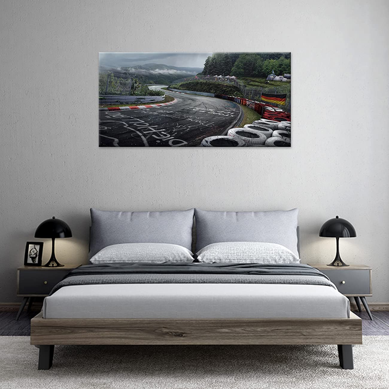 ZHONGYUTONG Nürburgring Rallye Straße Kunstdruck mit Rahmen Sportwagen Rennstrecke Poster Leinwand Malerei Landschaft Wandbild für Wohnzimmer Wohnkultur (40x80cm)