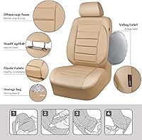 Vista 5 de CAR PASS Juego completo de fundas de asiento de cuero, universal, resistentes al agua, soporte de respaldo de espuma 3D, comodidad de lujo, 5