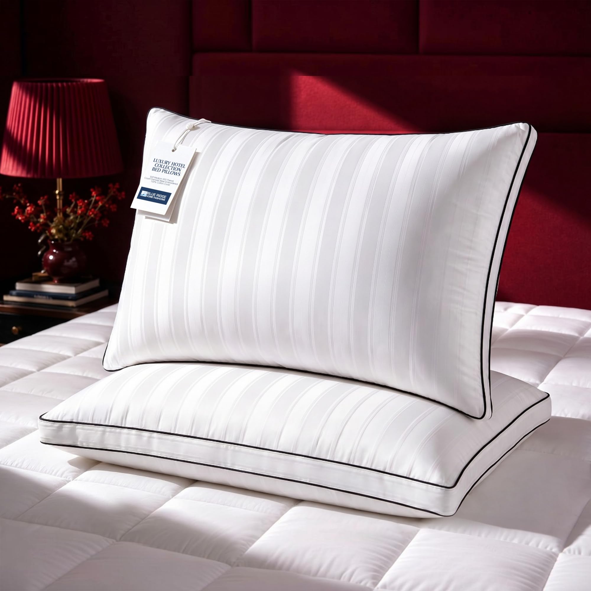 Blue Ridge Home Fashions Luxury Hotel Collection Bed Pillows Queen Size Set