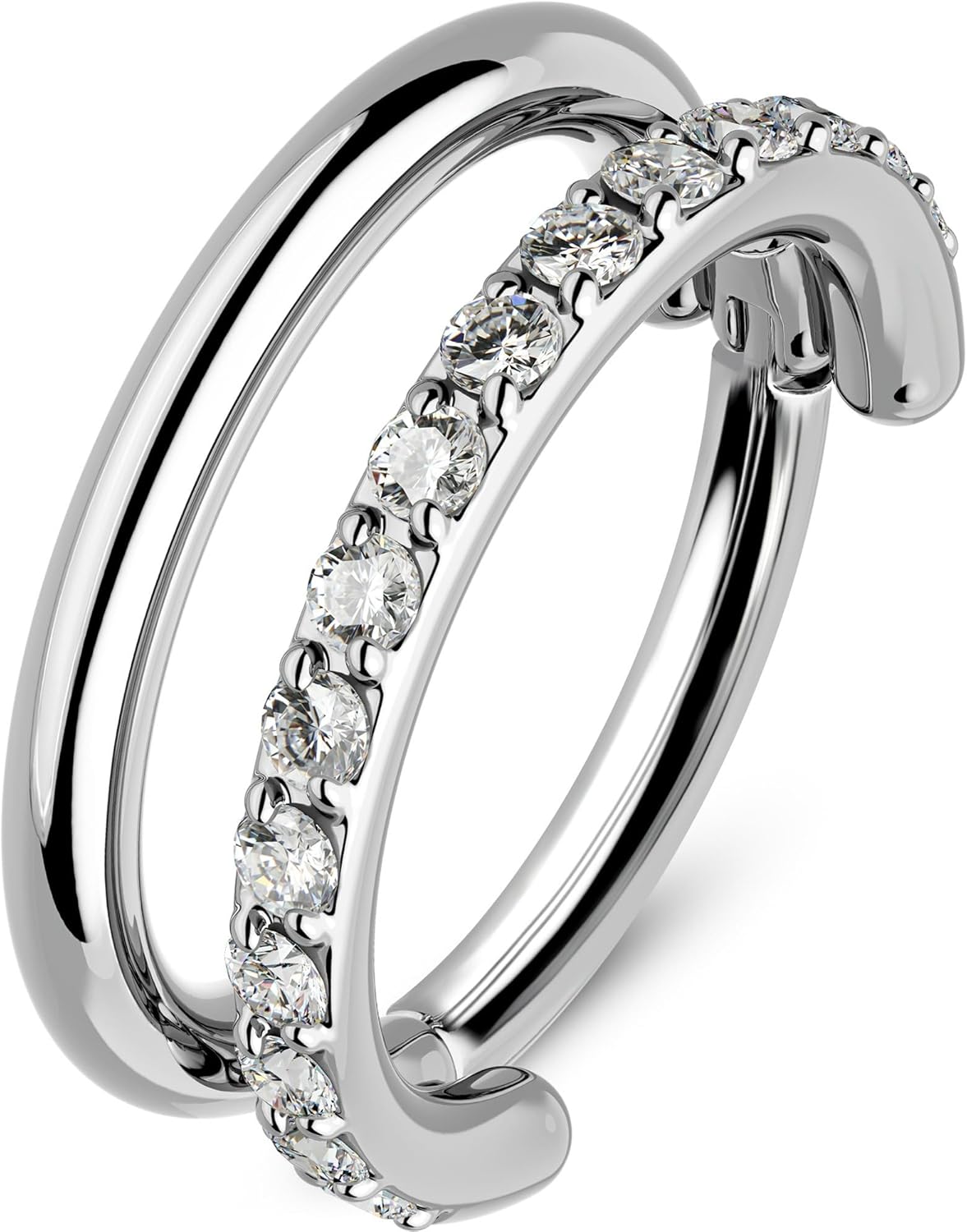 OUFER 20G/16G Nose Rings Hoop, Double Hoop Nose Rings For Women, 316L Surgical Steel Helix Earrings, Hinged Segment Clicker Nose Piercing Jewelry, Nose Hoops, Cartilage Helix Piercing Jewelry-8mm