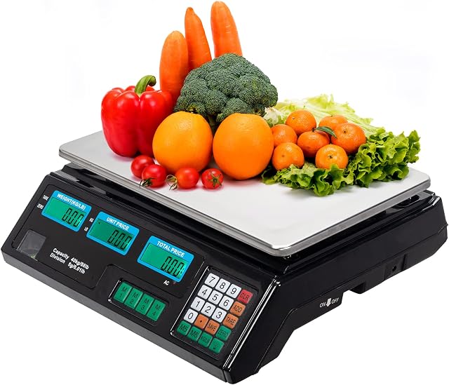 Digital Commercial Price Scale Computing Scale Shop Weighing Scales Vegetable Scales with LCD Display for Food Meat Fruit Produce