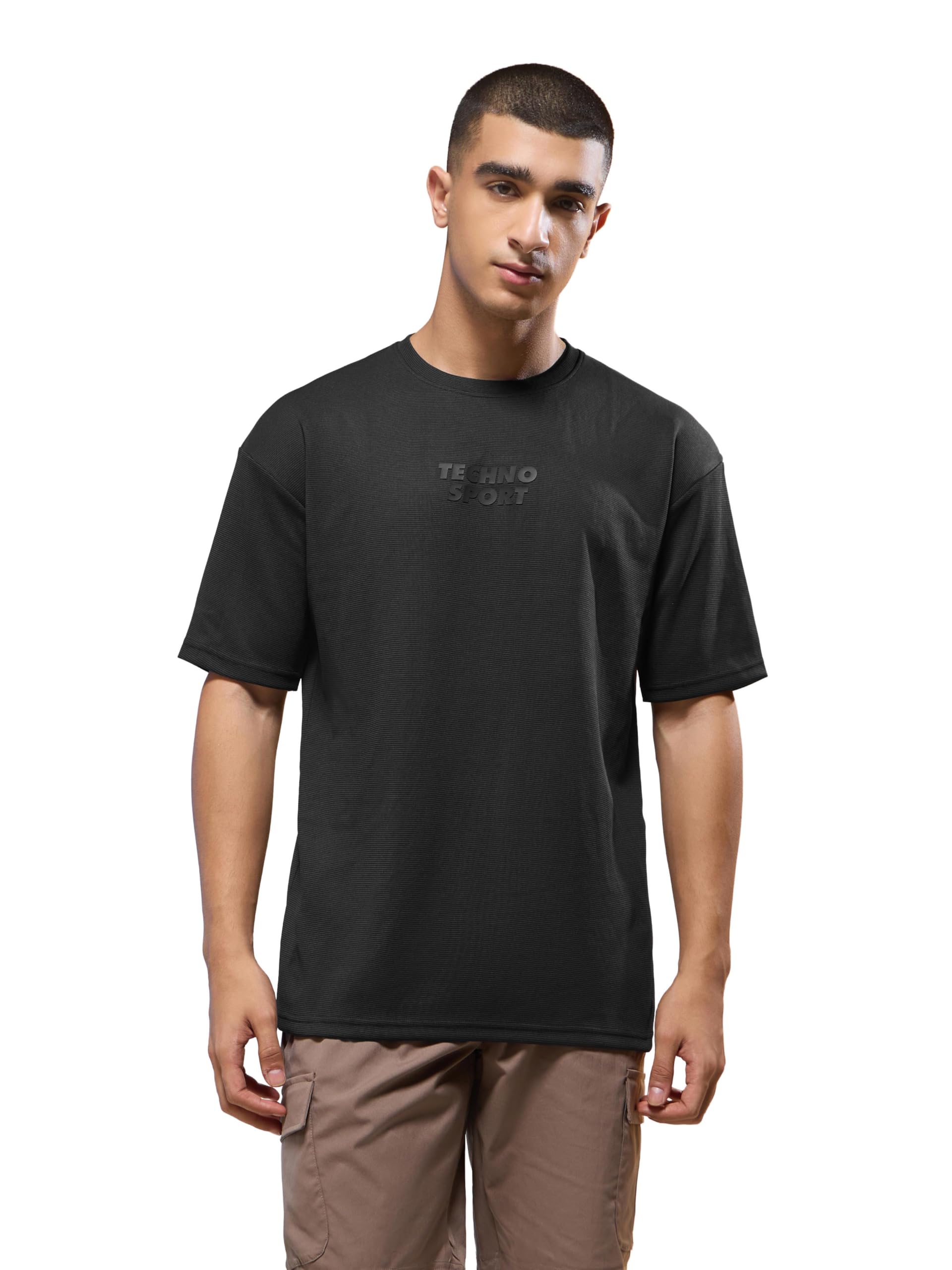technosport Men Polyester Oversized Striped Crew Neck Half Sleeve T-Shirt with Technocool+, Quick Dry for Gym, Sports and Regular Use-picture-11