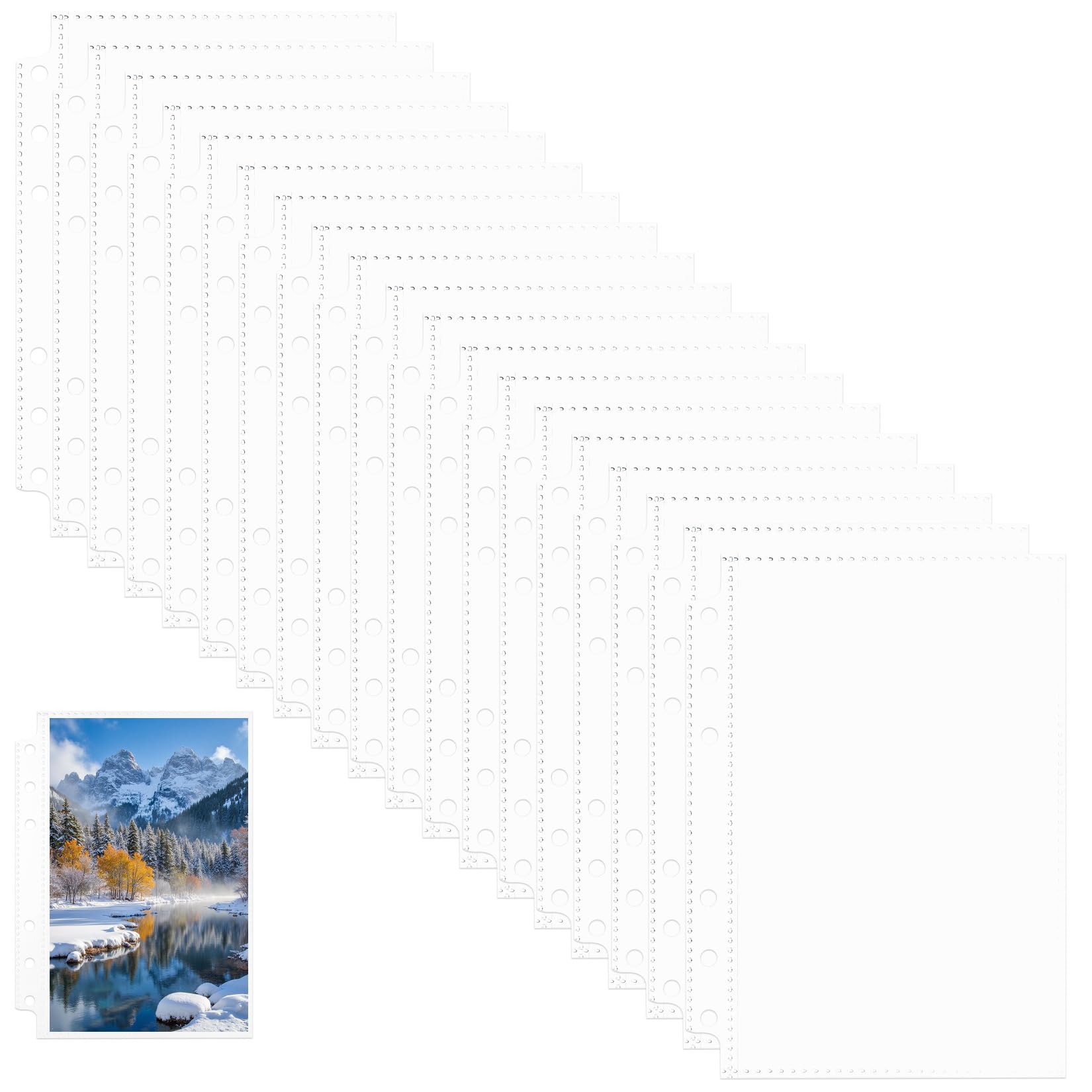 Segregator A6, 50 sztuk, 6-otworowe, przezroczyste koszulki na dokumenty, torebki A6, wodoszczelne koperty bez suwaka, kieszenie z tworzywa sztucznego, do segregatora, do biura, domu