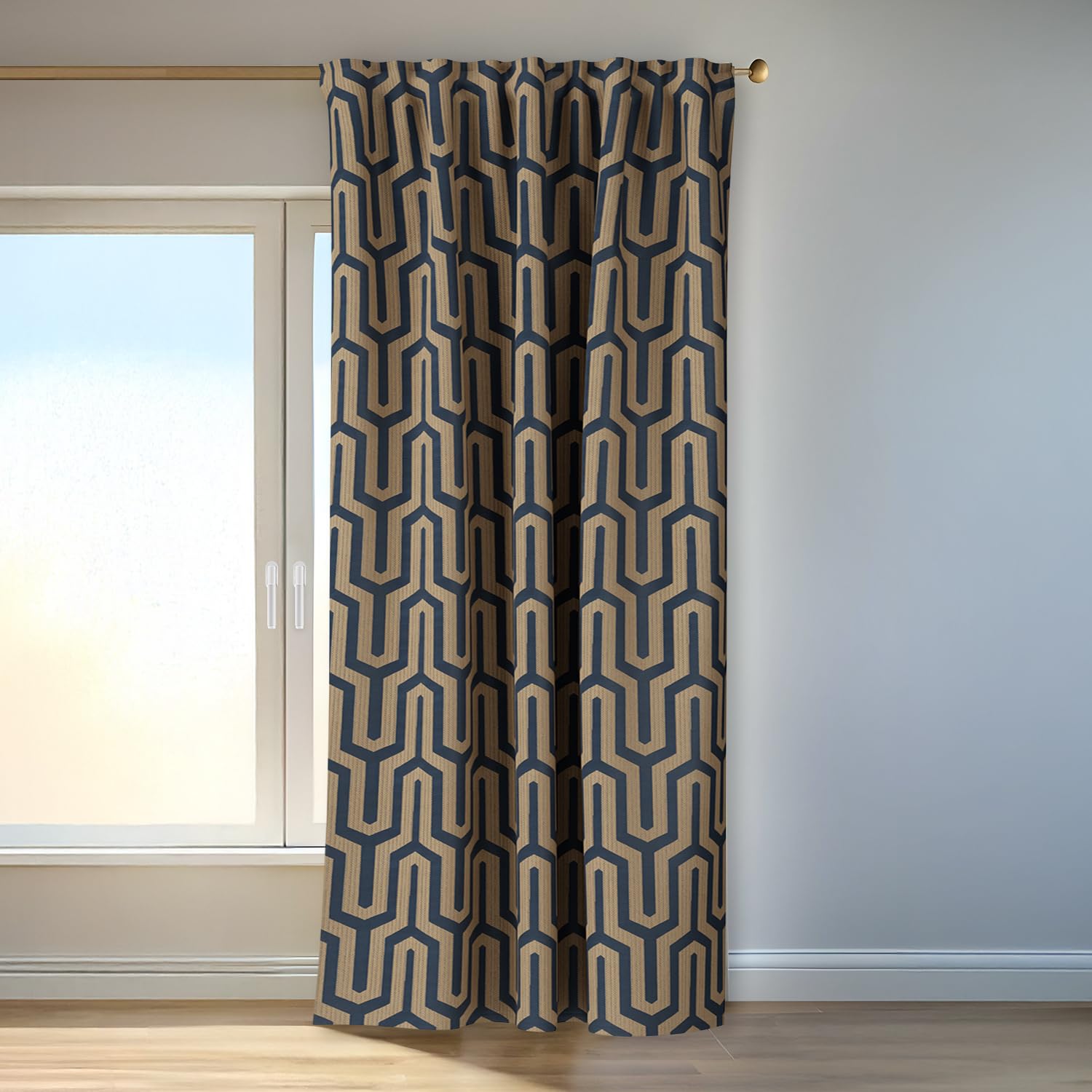 Homing Vorhang Tiaro | Petrol Gold | geometrisch Gemustert | Luxus modern | Schlafzimmer