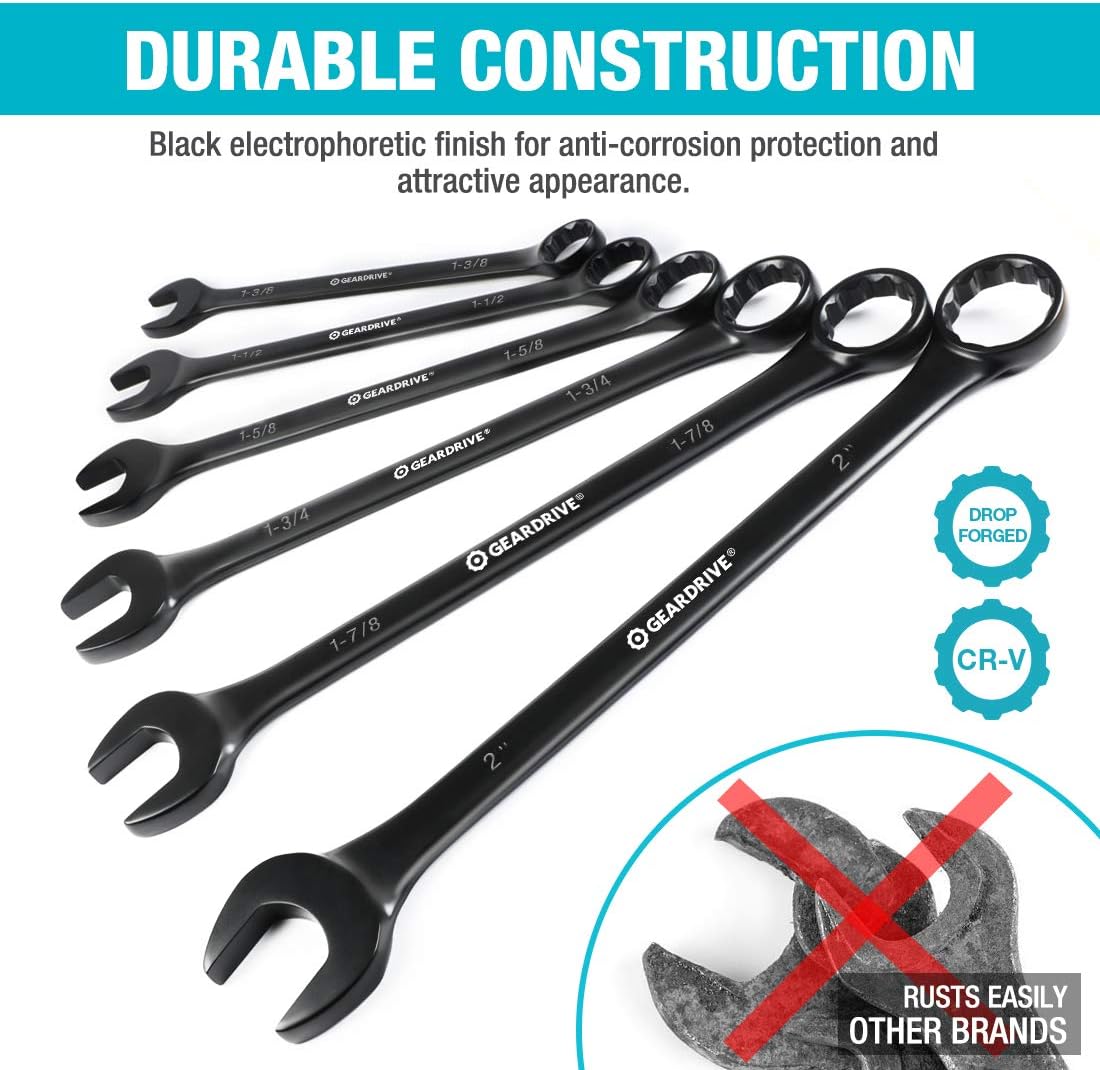 Blасk Frіdау - 50% оƒƒ GEARDRIVE Jumbo Wrench Set, SAE, 6-piece, 1-3/8'' to 2'',12-Point, Chrome Vanadium Steel, Black Electrophoretic Coating, with Pouch Gеt Sресіаl Prісе GEARDRIVE Jumbo Wrench Set, SAE, 6-piece, 1-3/8'' to 2'',12-Point, Chrome Vanadium Steel, Black Electrophoretic Coating, with Pouch
