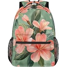 Pink Azalea Flower Painting Travel Laptop Backpacks Lightweight Travel Hiking Camping Casual Daypack Backpack for Men Women Adults