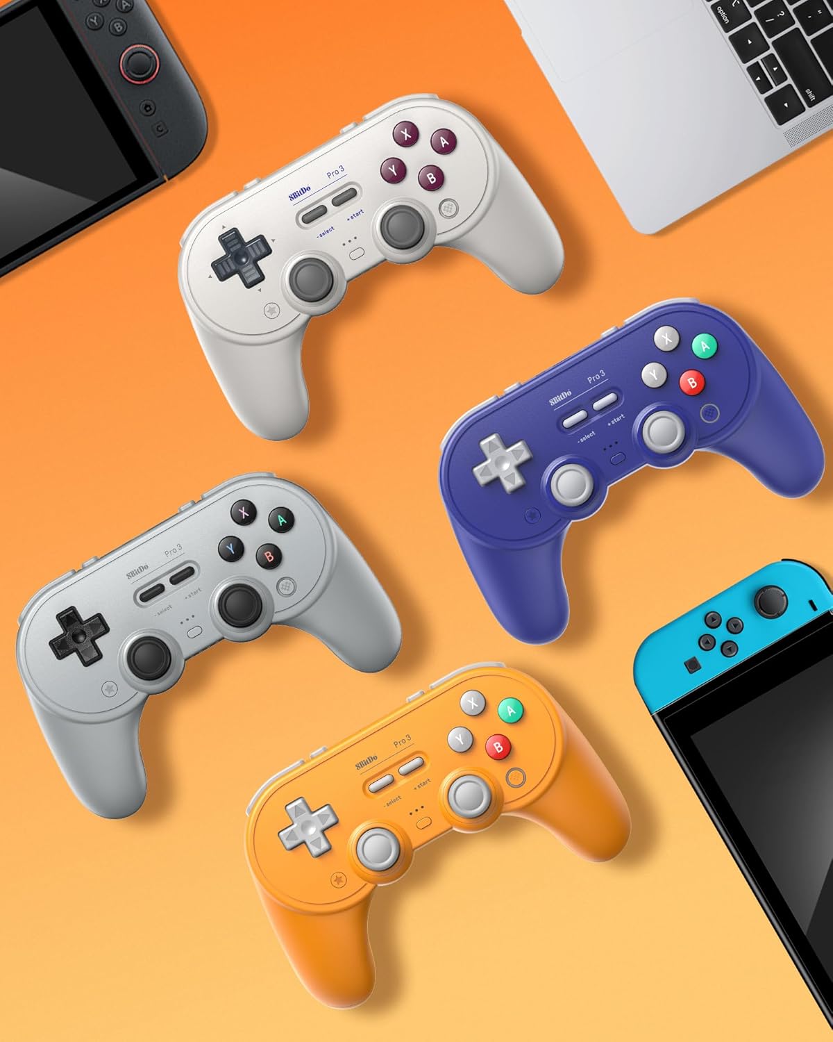 8Bitdo Pro 3 Bluetooth Controller for Switch/Switch 2 - TMR Joysticks, Swappable ABXY Buttons, Pro Back Buttons, Charging Dock, Hall Effect Triggers, Windows/Apple/Android（Yellow） - Image 7