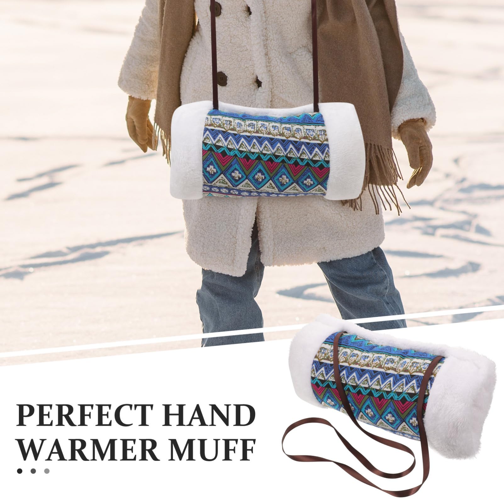 BESTonZON Calentador de Manos Portátil de Piel Sintética Manguito Furry para Invierno Protector Antebrazo para Bodas y Fiestas Accesorio y Elegante