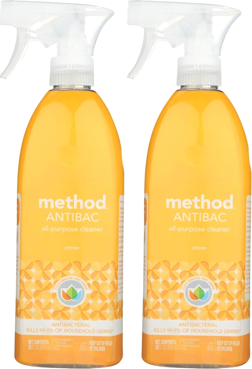 Method Antibacterial All-Purpose Cleaner Spray, Citron, Kills 99.9% of Household Germs, 28 Fl Oz (Pack of 2)