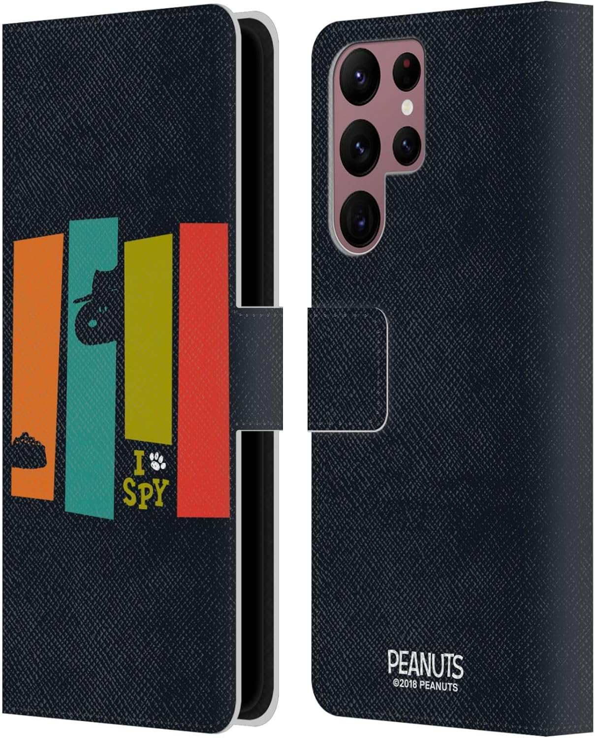 Head Case Designs Officially Licensed Peanuts Secret Agent The Many Faces of Snoopy Leather Wallet Case Compatible with Samsung Galaxy S22 Ultra 5G