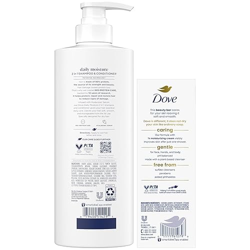 Miniatura 2 de Dove Champú y acondicionador 2 en 1 + jabón en barra de belleza Dove paquete de 8  Hidratación profunda para revitalizar el cabello y la piel secos