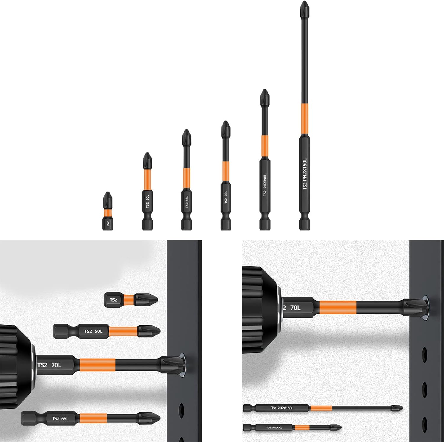 PURPLELILY 6PCS Alloy Strong Screwdriver Set Extended Anti-Slip Electric Screw Driver Head for Hand Electric Drill Strong Screwdriver Cross Hardness Hand Electric Drill Screw Electric