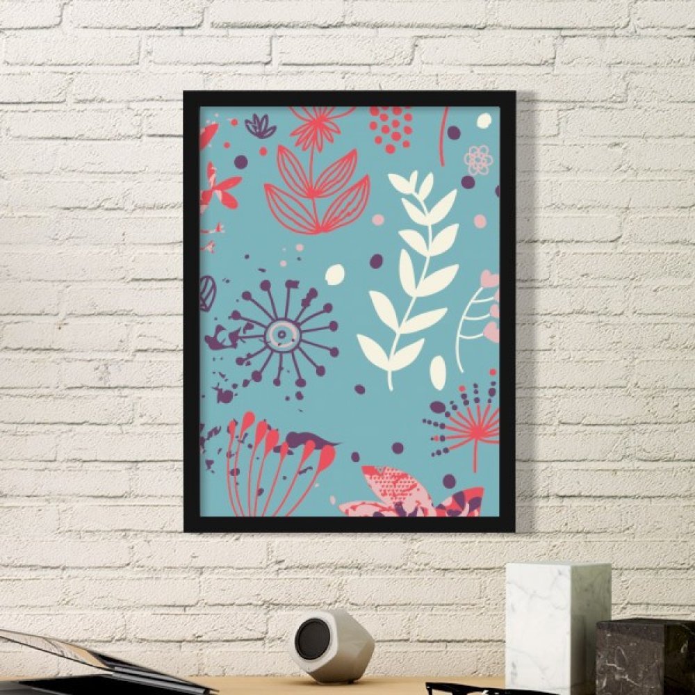 Peinture Love Couple fleur plante pour décorer votre salon avec un cadre en bois noir