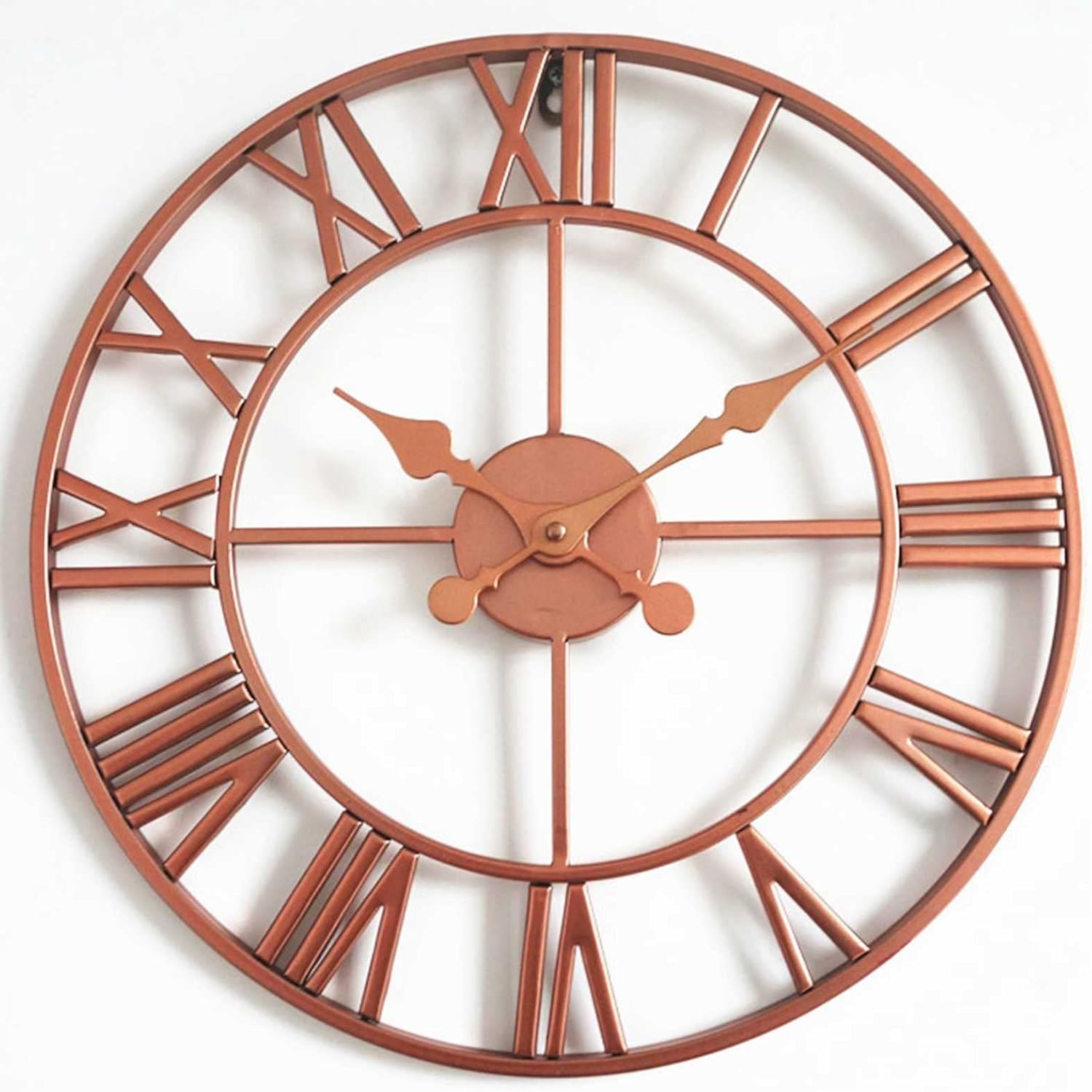 BTZHY Wall Clock,Outdoor Garden Wall Clock,Large Retro Roman Numerals Garden Clock Open Face Wrought Iron Outdoor Clock Indoor Outdoor Decoration Outside Clock Mute Quartz Wall Clock